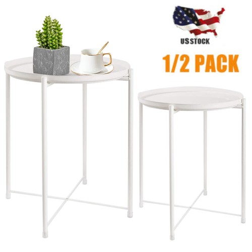 2pack metal tray table round - 2pack,