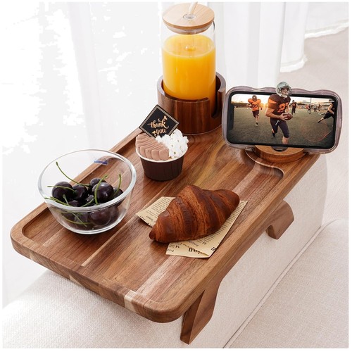 Acacia wood sofa arm tray - tray,